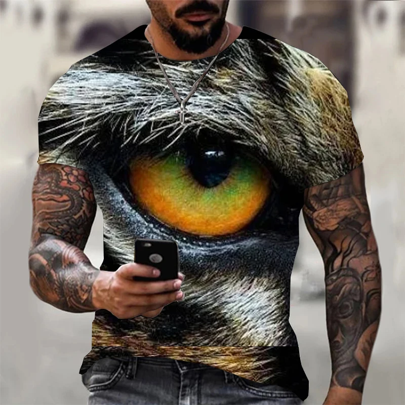 

2022 New Gothic Jacket Men’s T Shirt Animal 3D Beast Eye Print Graphic T-shirt Harajuku Unisex Gothic Jacket Oversized T Shirt