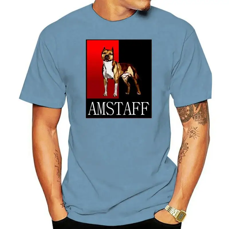 new men shirt AMERICAN STAFFORDSHIRE TERRIER T-SHIRT AMSTAFF DOG