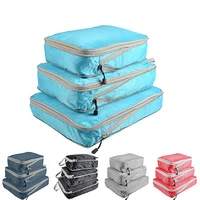 3pcsset compression packing cubes travel storage bag luggage suitcase organizer set foldable waterproof nylon material