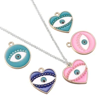 10pcslot pendants accessories eyes heart round dripping oil alloy for diy decoration necklaces jewelry making wholesale