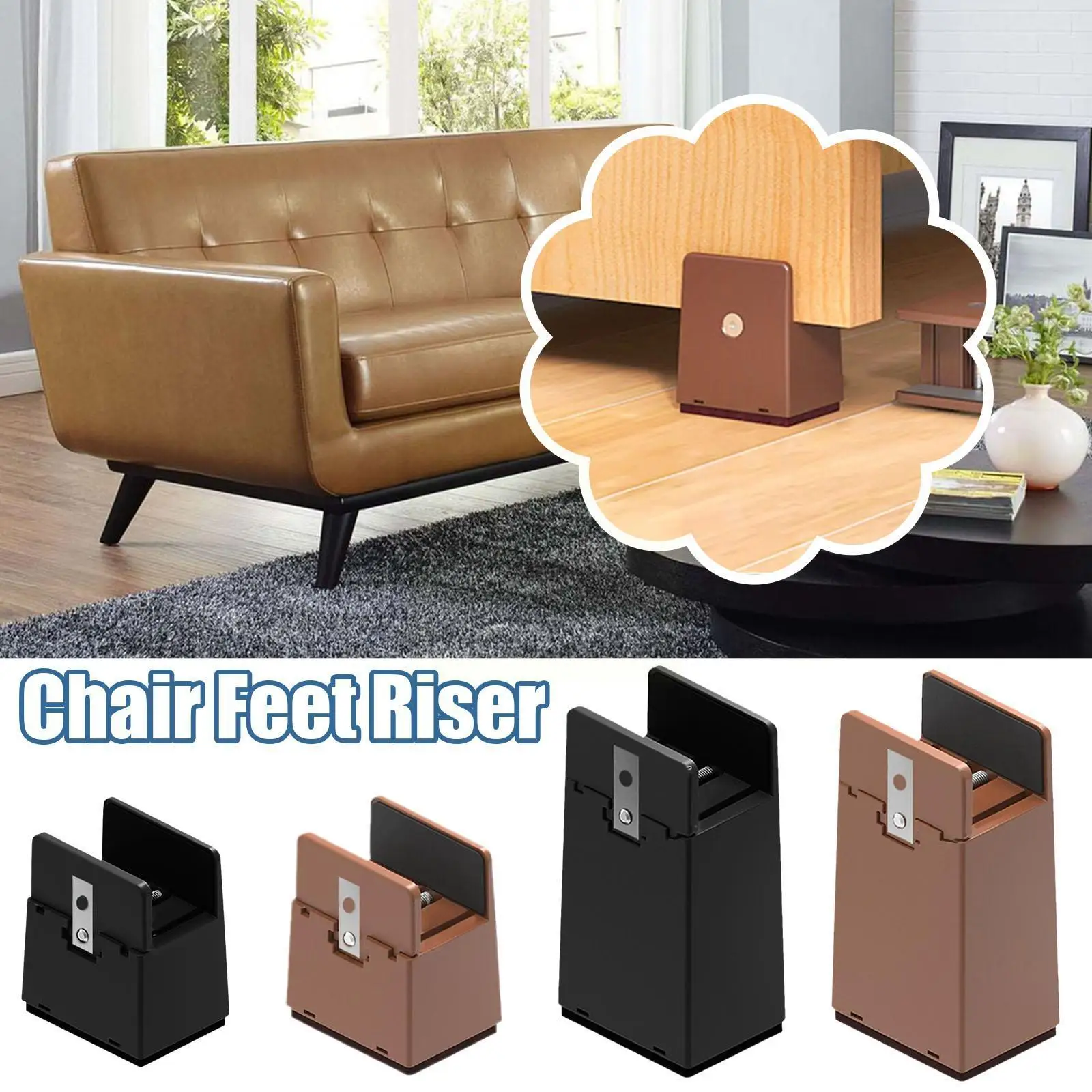 

Adjustable Chair Feet Riser With Screw Clamp 2 4 Inch Round Sofa Chair Heavy Duty Furniture Height Tables Square Bed Legs R B7p1