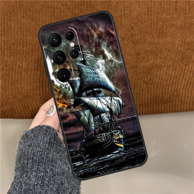 Чехол для телефона Пиратский корабль Samsung Galaxy S25 Ultra S9 S10 Plus S20 S21 S22 S23 FE S24 Back Cover