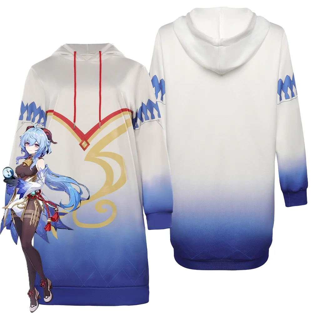 

Genshin Impact Ganyu Cosplay Costume Hoodie Top Outfits Halloween Carnival Suit Hooded Clothes For Adult Men Women