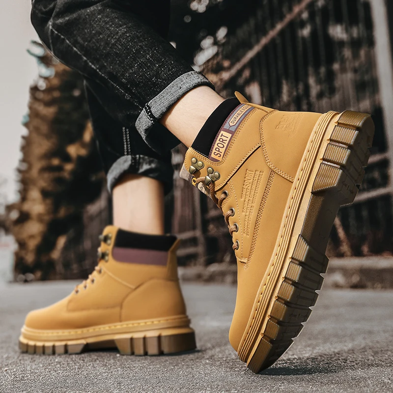 Classic Men Boot Ankle Platform Non-slip Cowboy Boots Outdoor Work Safety Shoes Motocycle Tactical Military Boot New 2021 Autumn