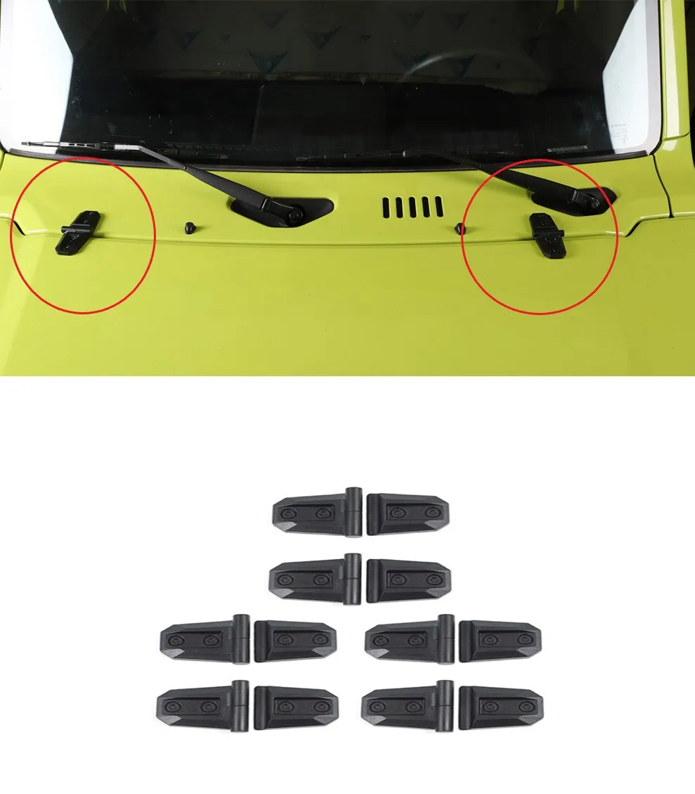 

12PCS For Suzuki Jimny 2019-2021 Black ABS Engine And Side Door Hinge Cover Trim High Quality Door Hinge Conversion Kit