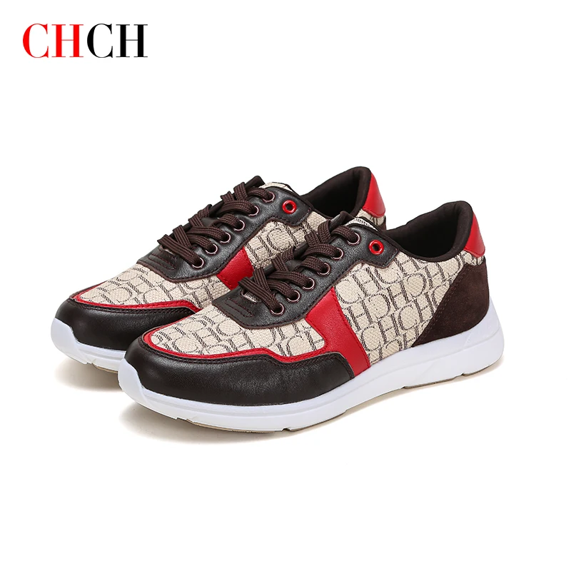 CHCH Women's Sneakers Breathable Comfortable Casual Shoes Luxury Brand Shoes Leather Woven Patchwork Colorful Running Shoes