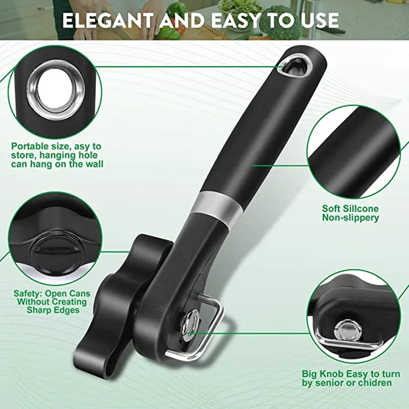 Безопасный консервный нож Эргономичный ручной из нержавеющей стали боковой для