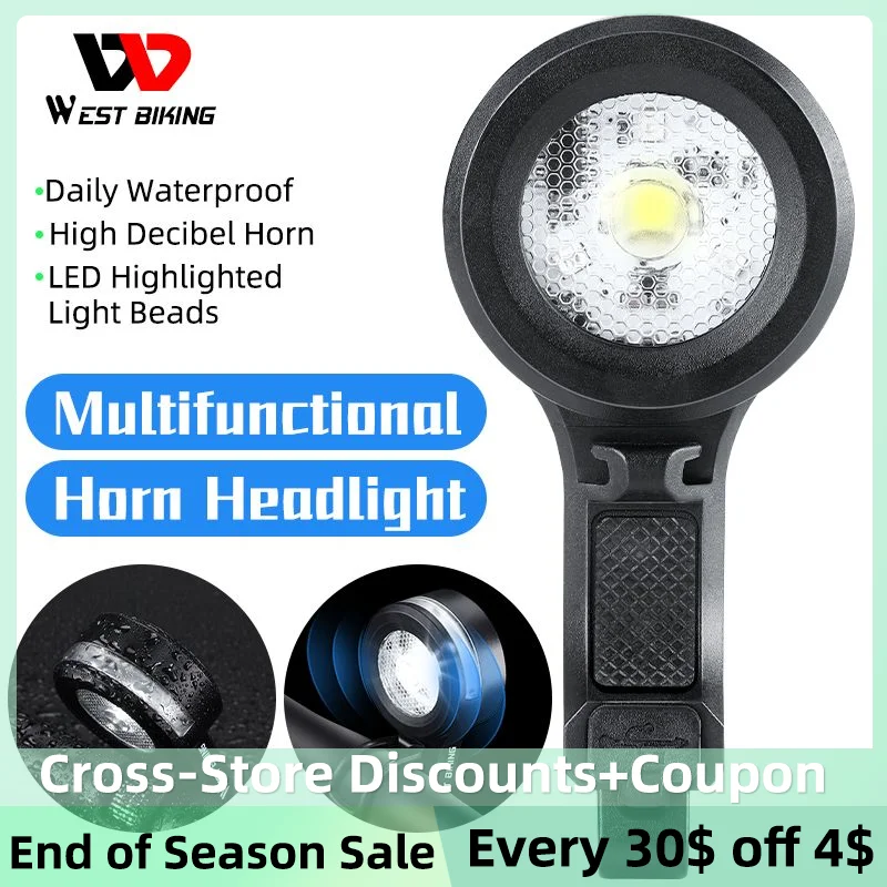 

WEST BIKING Electric Bicycle Horn for Children Loud Bike Bell Bike Horns Flash Light Kids Alarm Bell for Scooter Bike Cycling
