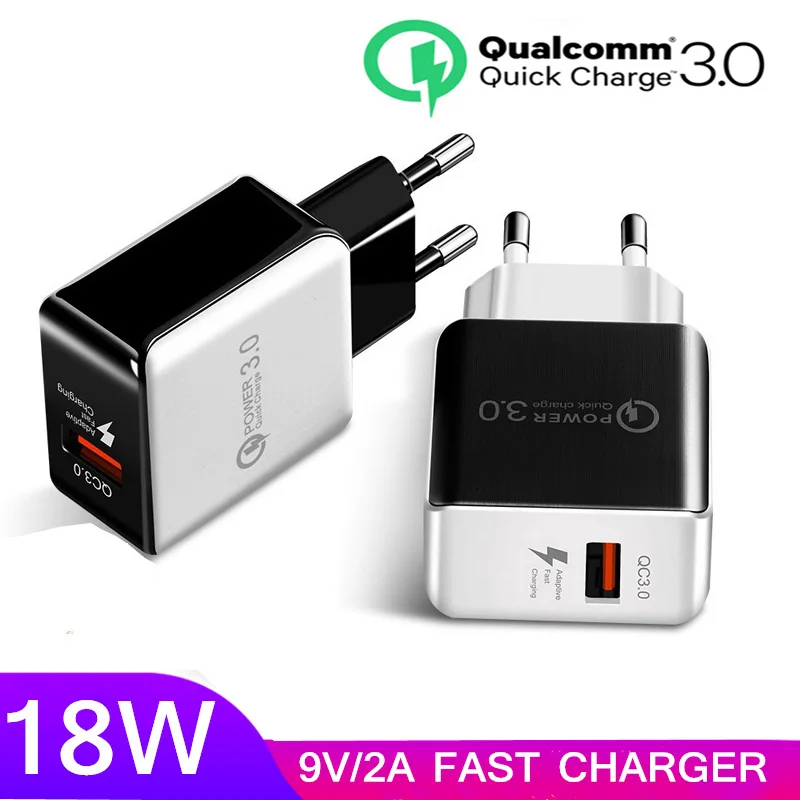 10pcs 5V 3A Fast Quick Charging 18W QC3.0 Power Adapter Wall Charger For Iphone 12 13 Samsung LG Xiaomi Usb Phone Charger