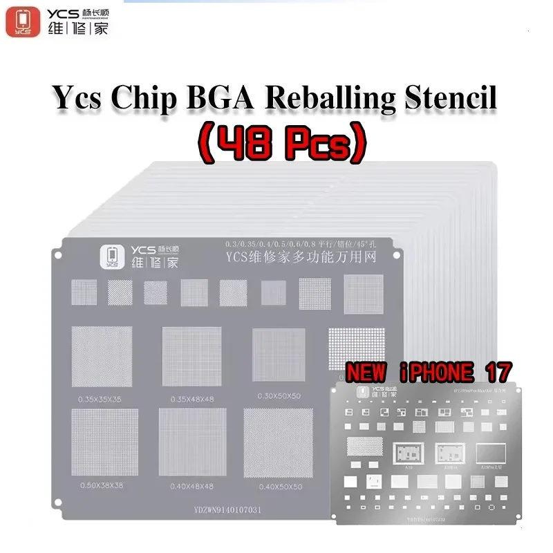 

Универсальный многофункциональный процессор YCS, 48 шт., комплексный трафарет для iPhone Qualcomm/MTK/Samsung, чип процессора Android, оловянная сетка для посадки