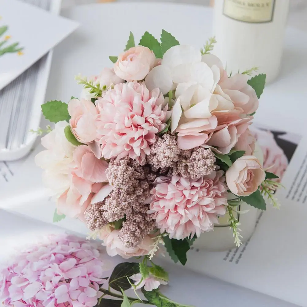 

Silk Artificial Roses Flowers Wedding Home Autumn Decoration High Quality Big Bouquet Luxury Fake Flower Arrangement
