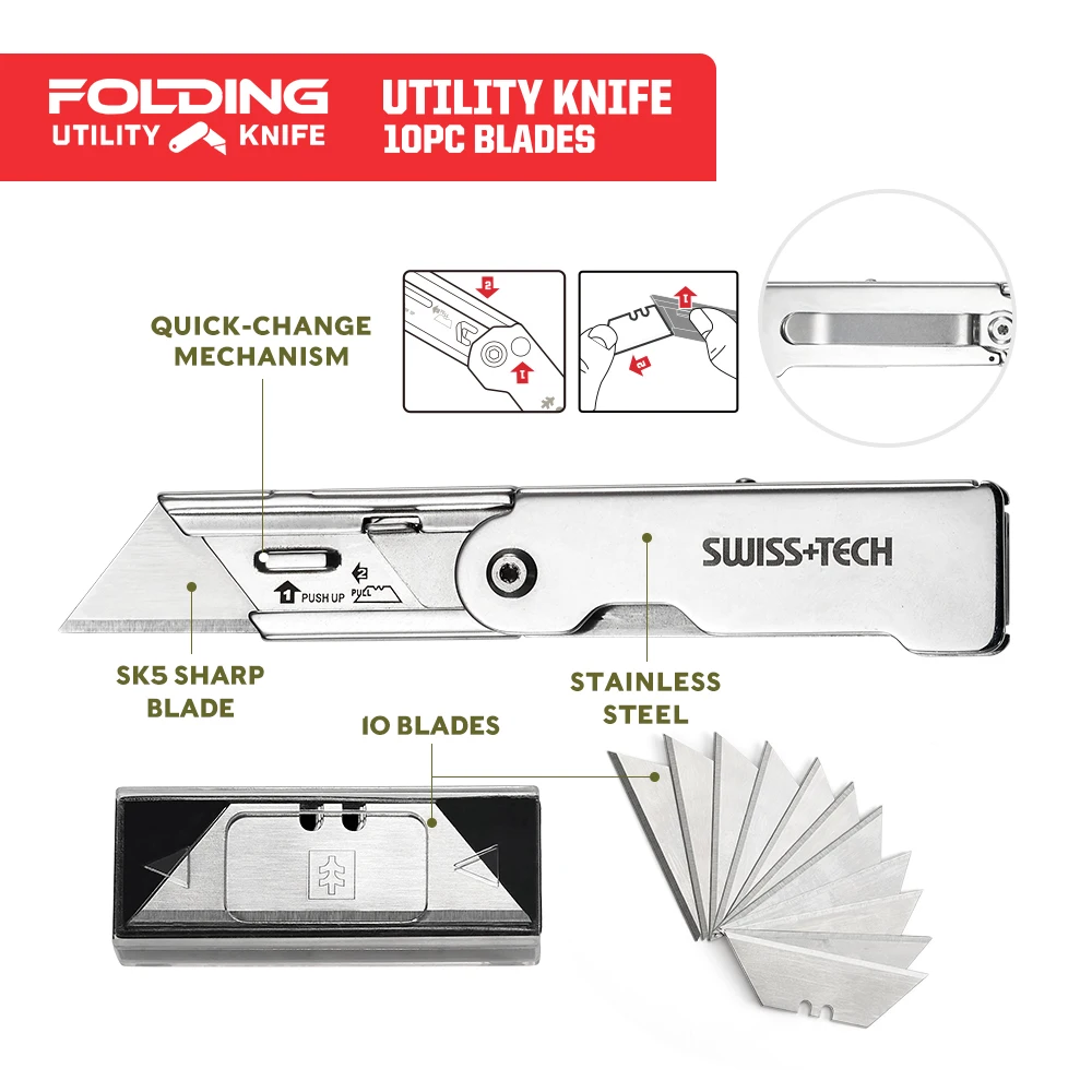 SWISS TECH Складной канцелярский нож брелок мини-многофункциональный инструмент