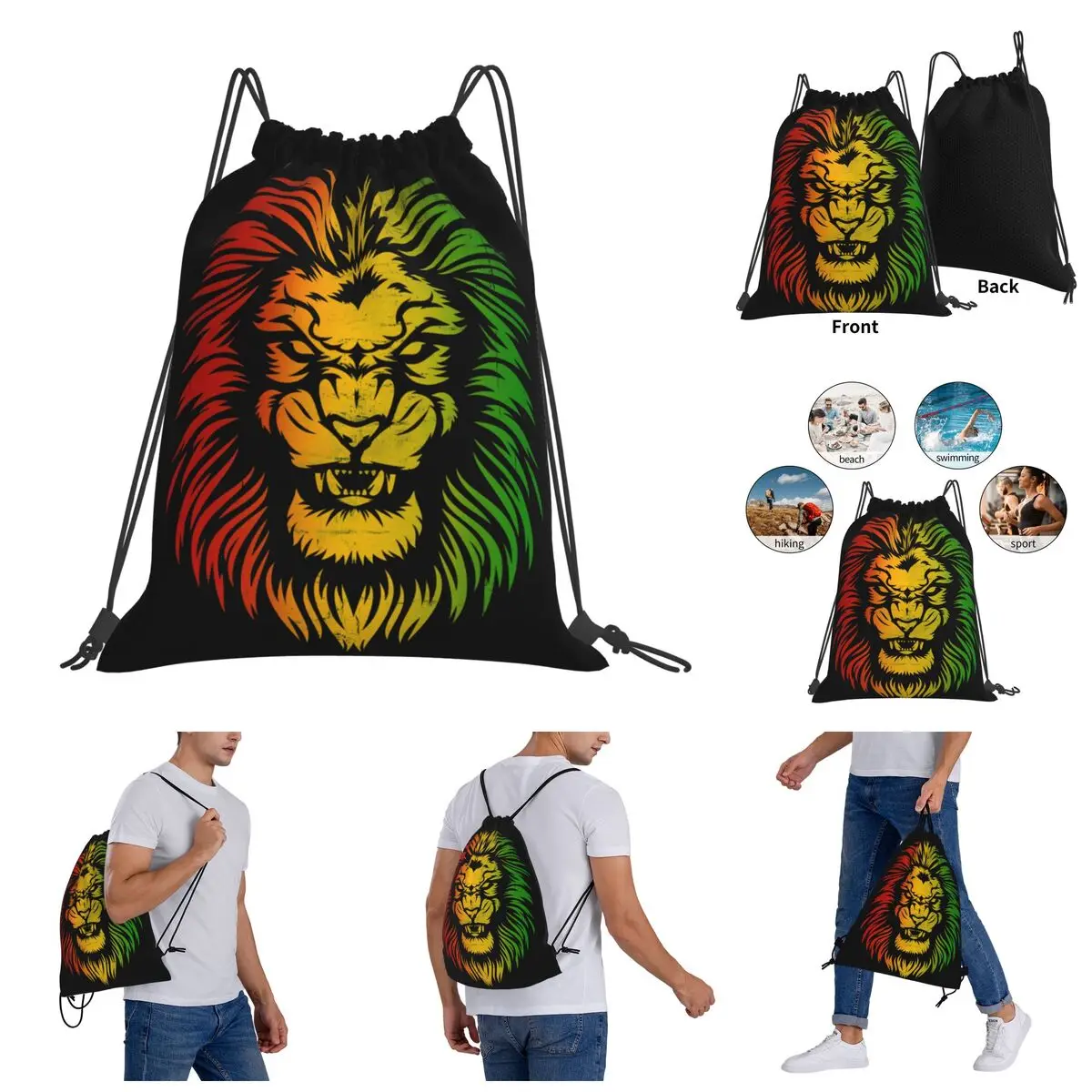 

Knapsack Lion Of Judah Rasta Reggae Essential Funny Novelty Vintage Drawstring Bags Gym Bag Backpack