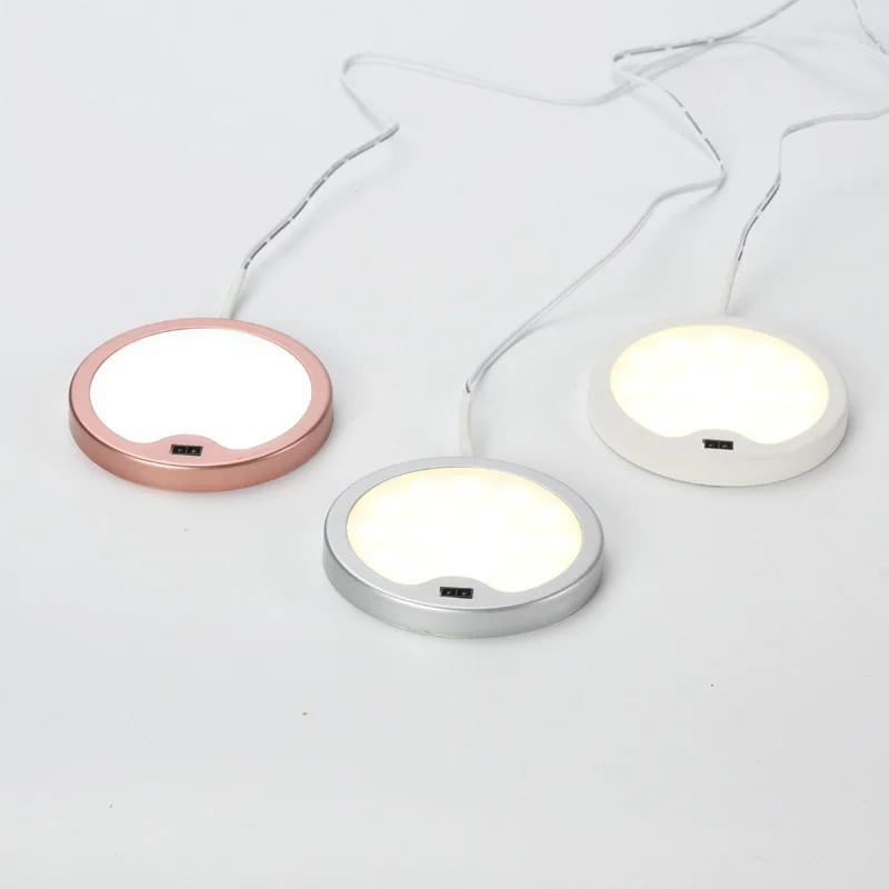 

DC12V 3W LED Under Cabinet Light Hand Sweep Switch Motion Sensor Lamp Closet Wardrobe Lamp Indoor Kitchen Round LED Night Light