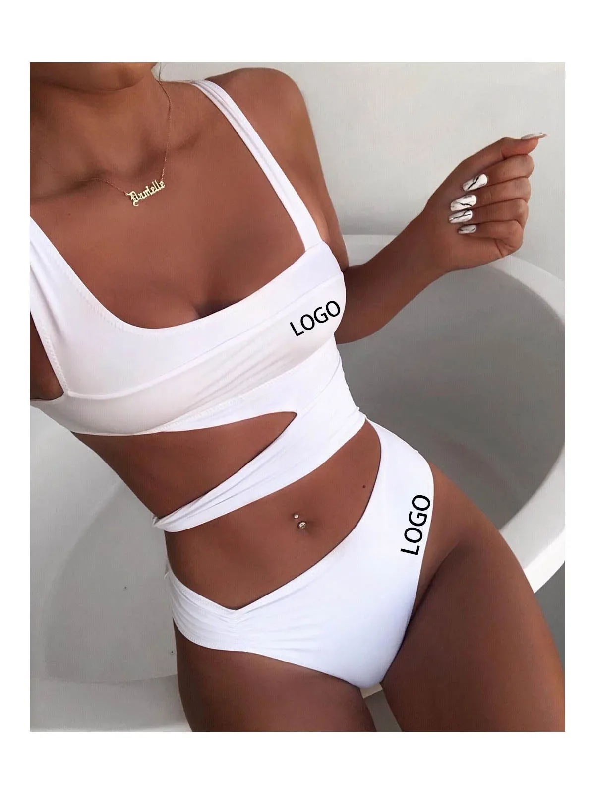 Индивидуальный Логотип новый однотонный Цельный купальник цельный бикини