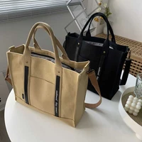 2022 girls female thickened canvas shoulder bag college student portable schoolbag computer handbag crossbody bags