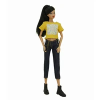 yellow shirt jeans pants 11 5 doll outfit set for barbie clothes for barbie clothing top trousers 16 bjd dolls accessories toy