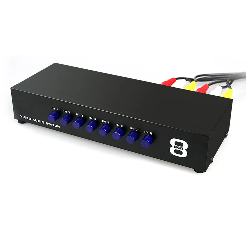 8 Way RCA Switch Composite AV Switcher Box with Selector Support Multi Video Port Input