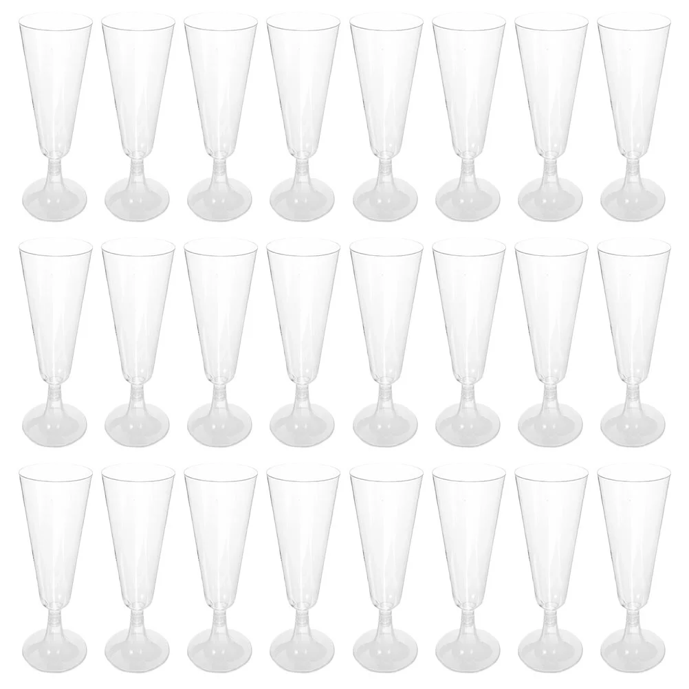 

40 Pcs Plastic Goblet Goblets Cocktail Disposable Champagne Glasses Party Clear Dessert Cups Bar Tall Feet Red Drinks