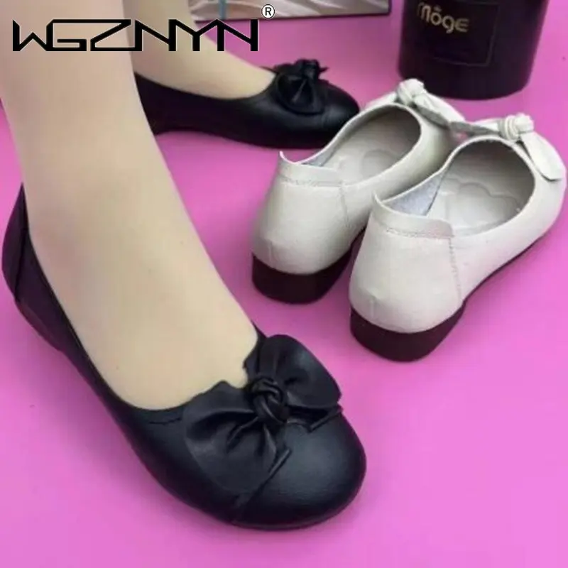 

Fashion Genuine Leather Shoes Women Butterfly-knot Loafers Women Flats Ballet Summer Autumn Casual Flat Shoes Woman Moccasins