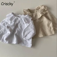criscky girls blouses baby clothes puff sleeve shirts for girls toddler girls ruffles collar princess shirts children tops