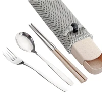 portable stainless steel flatware spoon chopsticks tableware set d