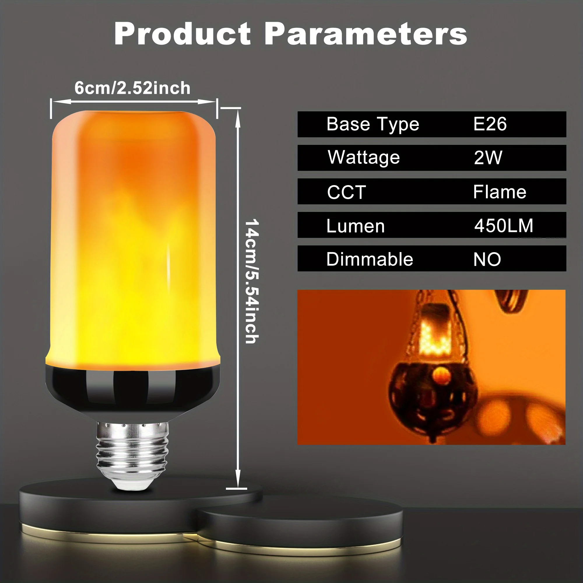 1 шт. лампы с имитацией пламени 85-265 в 4 режима