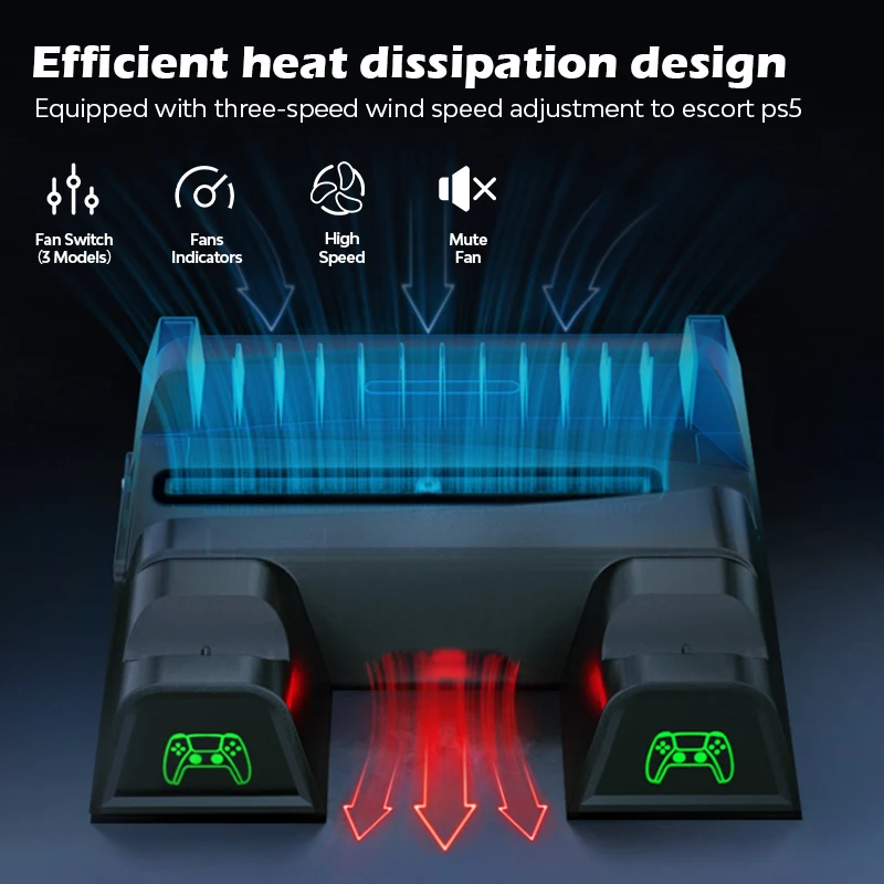 PS5 консоль охлаждающая подставка 2 контроллер зарядное устройство для игровой