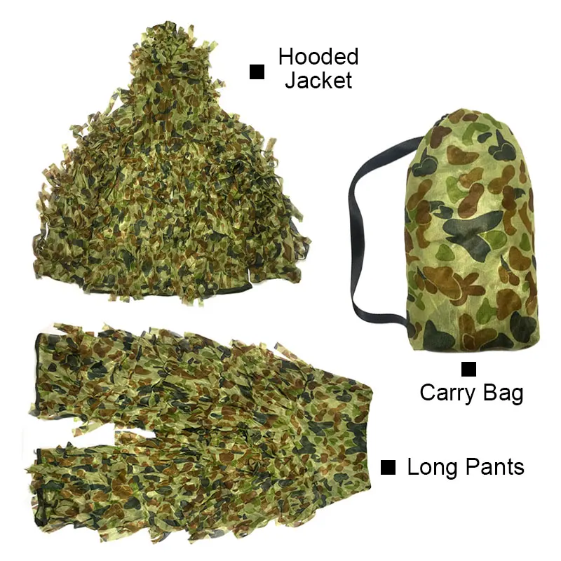 3D лист камуфляж Yowie открытый Ghillie костюм Мужчины Женщины 3 шт охотничий