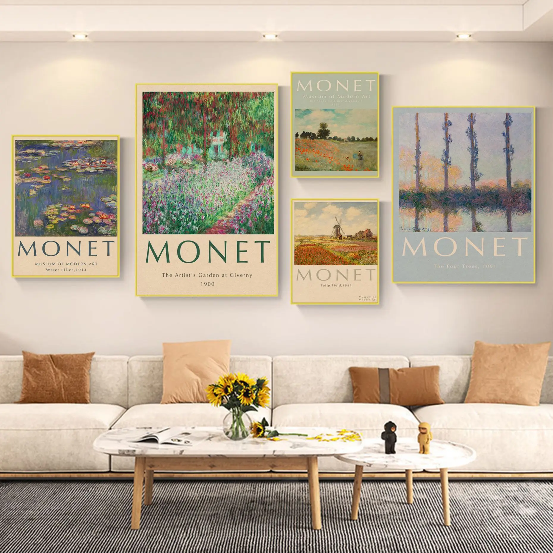 

Monet Van Gogh Monet's abstract art Classic Vintage Poster Kraft Paper Vintage Poster Wall Art Study Vintage decorative painting