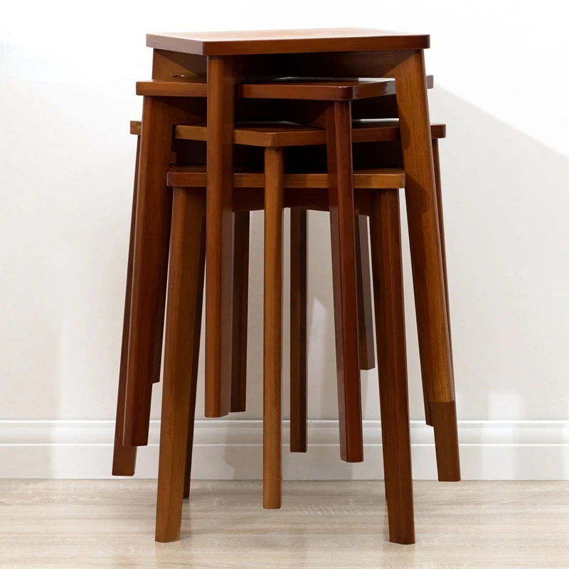 

Household Bamboo Kitchen Stool Square Multi-functional Foot Stool Stacked Storage Step Stool Thickened Stable Office Footrest