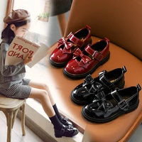 childrens leather shoes girls spring autumn light weight school soft bottom princess dress shoes black red student flats27 38