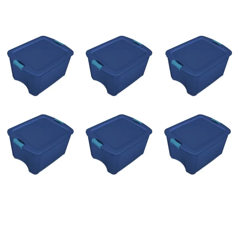 

Sterilite 18 галлонов защелка и переноска пластик, настоящий синий, набор из 6