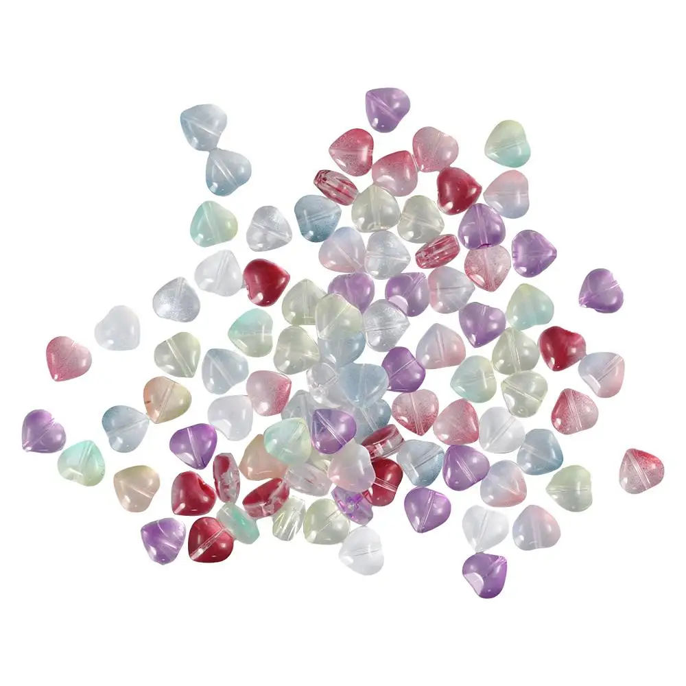 

200Pcs 8mm DIY Necklace Bracelet Mixed Small Hole Spacer Beads Loose Bead Glass Heart Beads