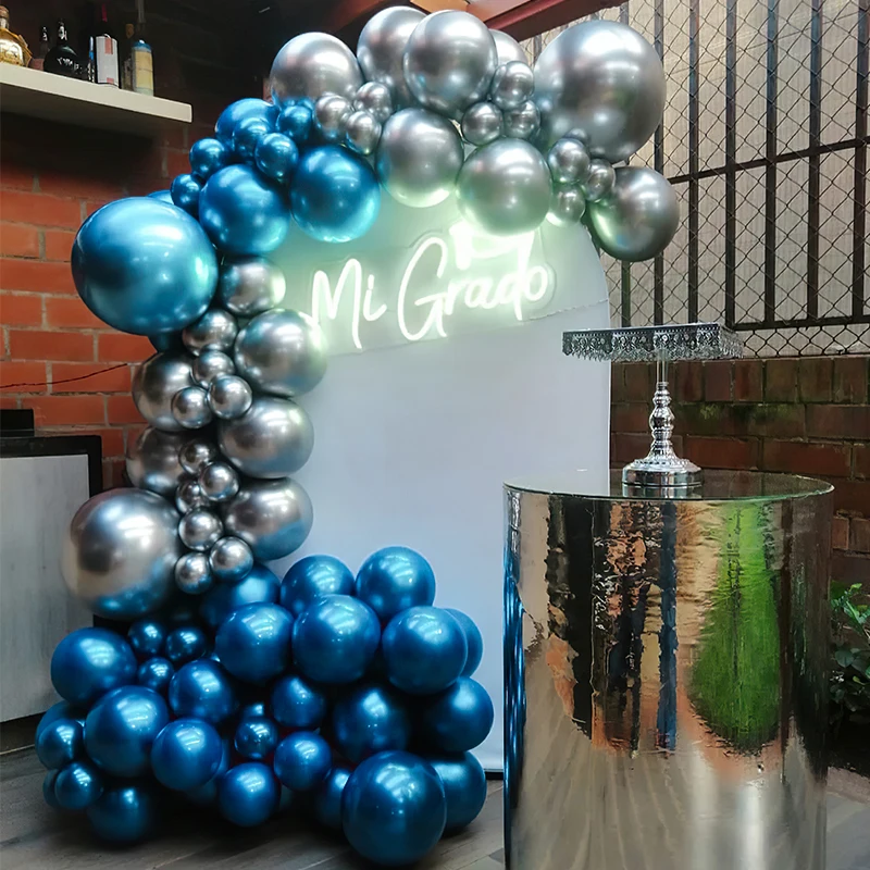 

Metallic Blue Sliver Latex Balloons Wedding Birthday Gender Reveal Party Ballons Garland Anniversaries Baby Shower Decoration