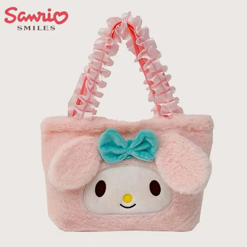

Hellokittys Tote Bag Sanrio Kawaii Anime Creative Kuromi Cinnamoroll Portable Plush Cute Shoulder Bag Cartoon Birthday Gift