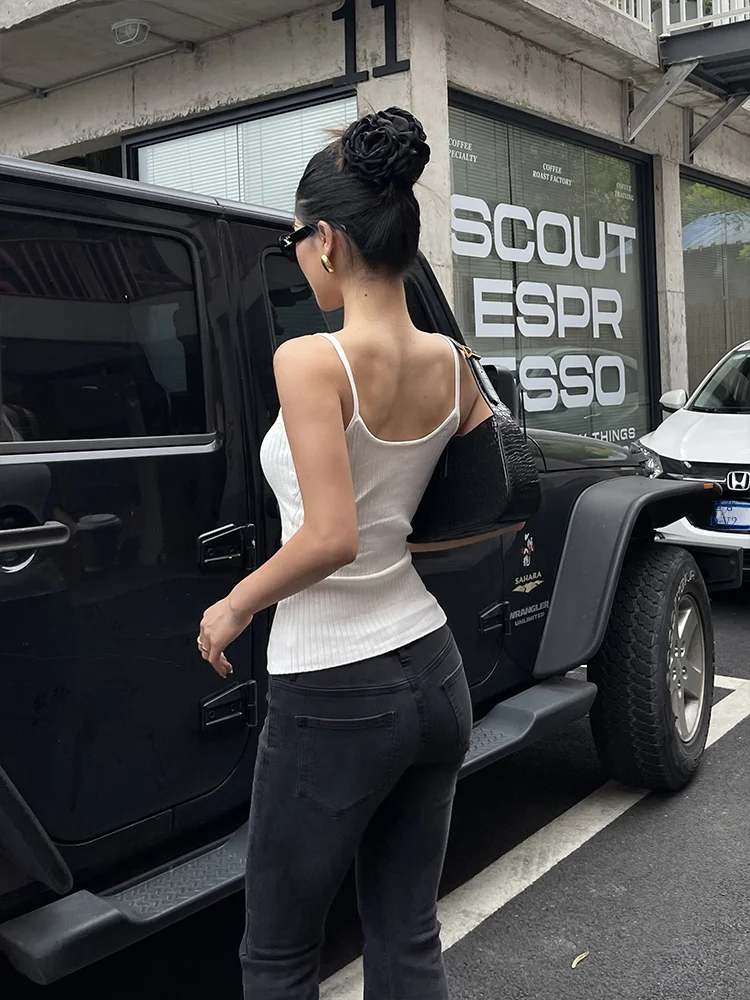 Женский трикотажный топ с U-образным вырезом