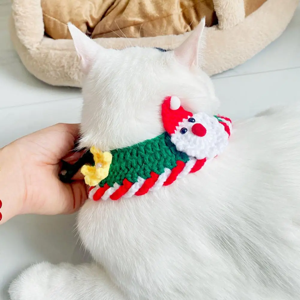 

Festive Pet Collar Festive Knitted Wool Santa Claus Pet Collar Exquisite Comfort for Cats Puppies Christmas Pet Supply Santa