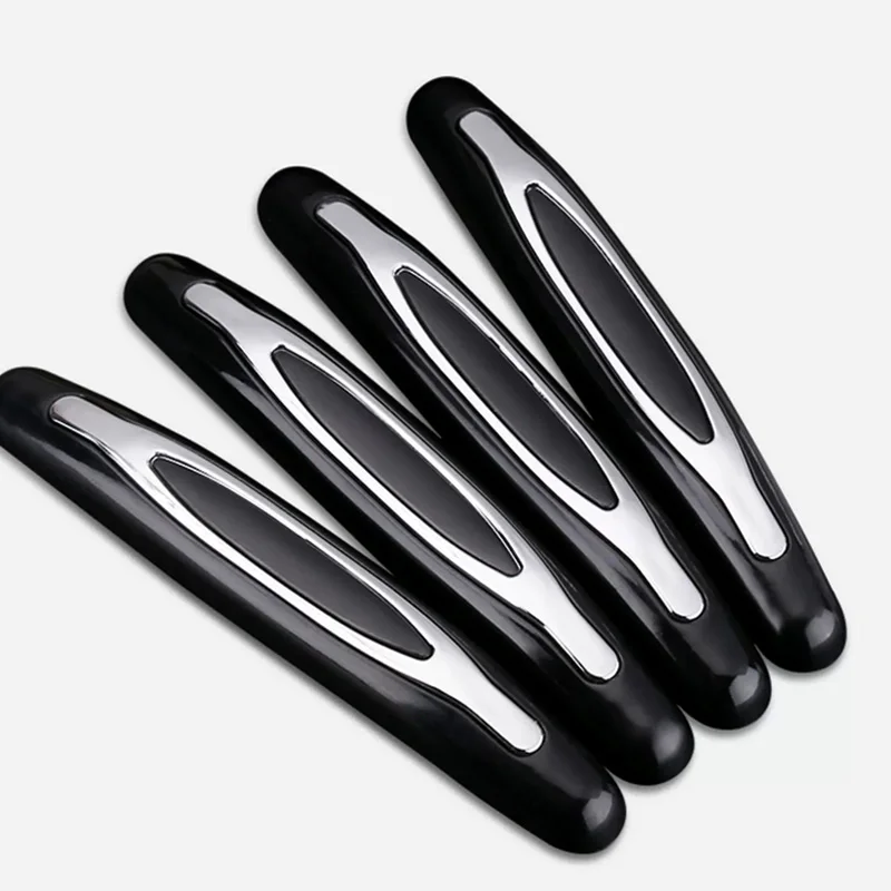 

4 Шт., Защитные Наклейки Для Края Двери Автомобиля, Защитная Полоса От Царапин, Черный/белый ПВХ И Резина