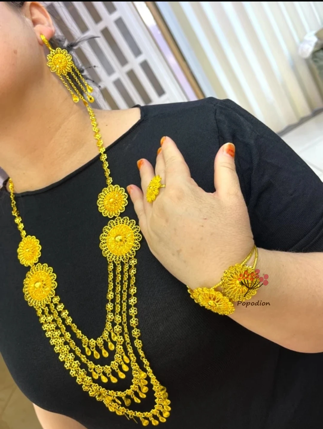 Новое Дубайское высококачественное позолоченное ожерелье серьги кольца