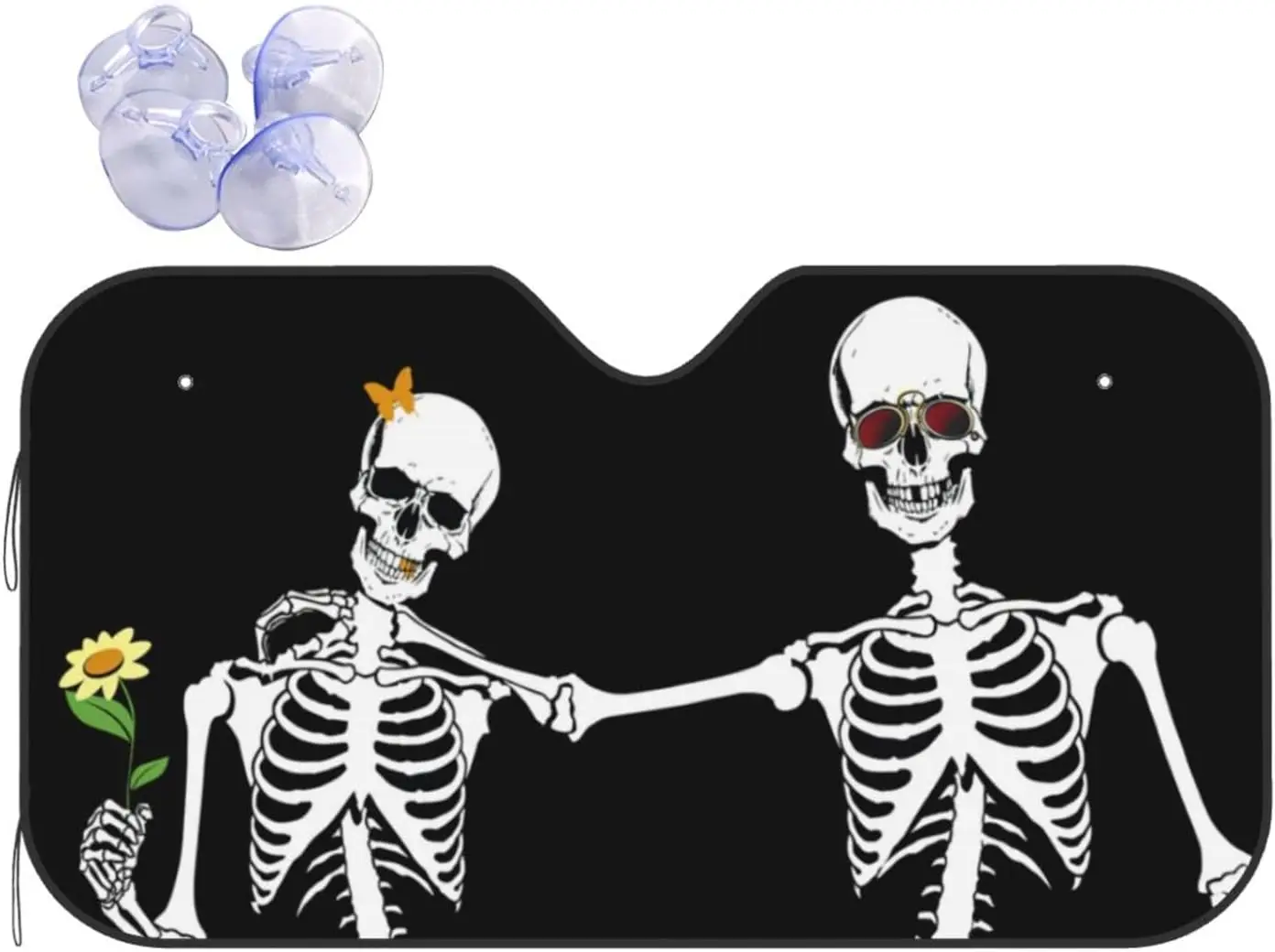 

Funny Skull Skeleton Car Windshield Sun Shade, Car Front Window Sunshade Visor Shield Cover for Most SUV Truck 130x70cm