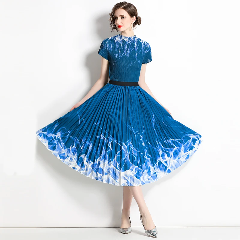 Женский комплект с юбкой и коротким рукавом летний праздничный из 2 предметов