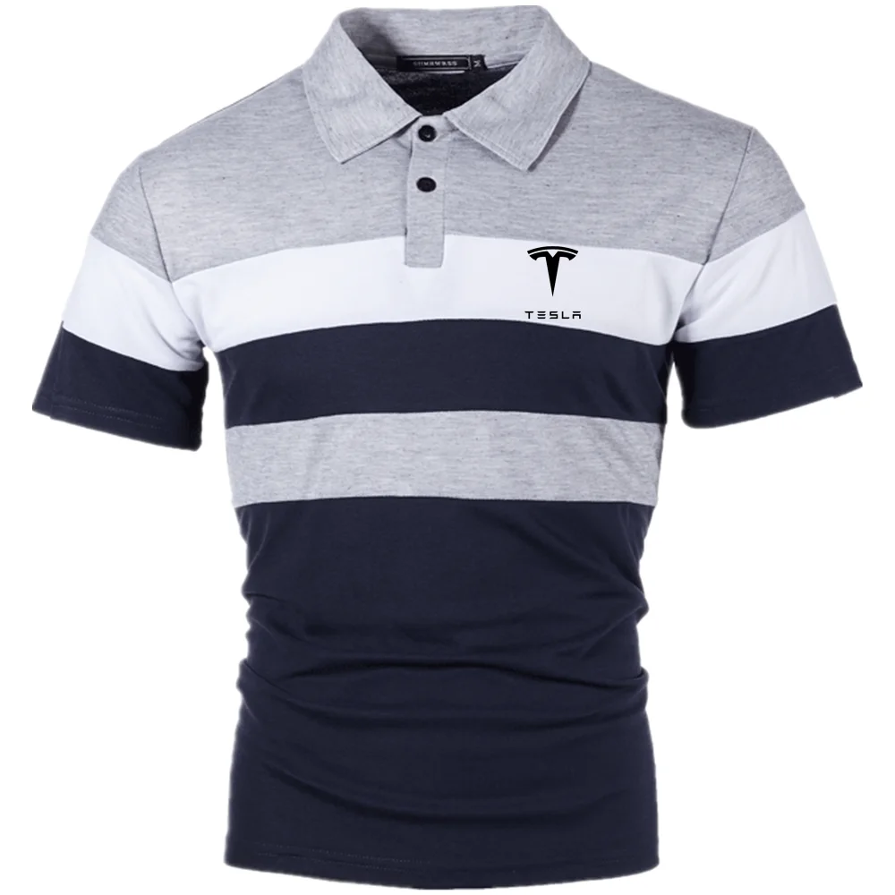 

Tesla2022 Men's Summer Polo Shirt Business Casual Lapel Basic Sports Short Sleeve Men Daily High Quality Classic Fashion T-Shirt