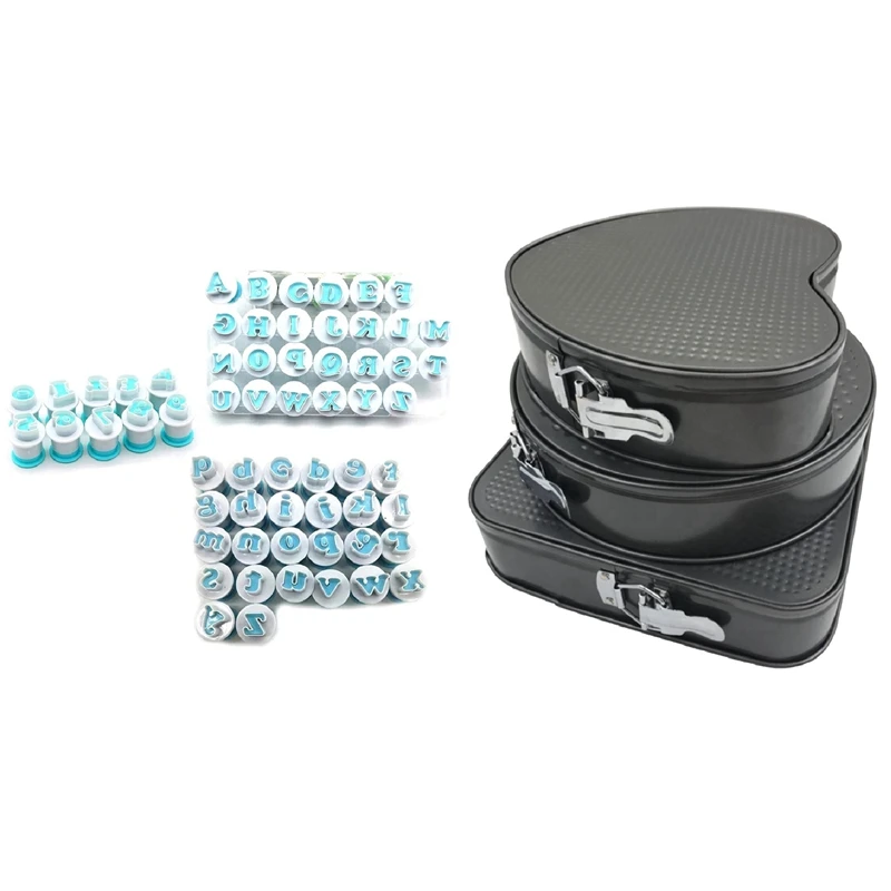 

62Pcs Alphabet Number Biscuit Cutter Lowercase Uppercase Cookie Stamp Mold & 3Pcs Leakproof Non-Stick Cake Oven Mould