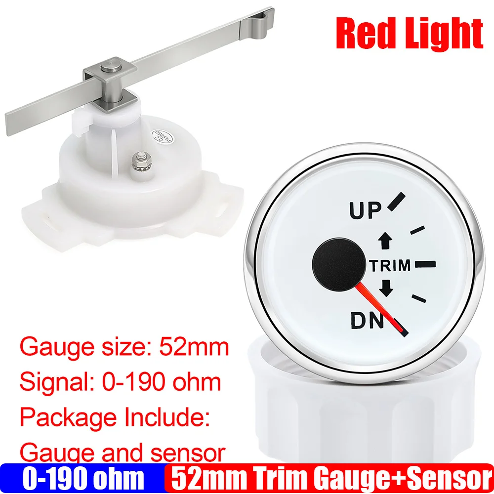 

Красный свет 0-190 Ом, датчик триммера для внутреннего подвесного двигателя, 52 мм, морской индикатор наклона триммера с датчиком, лодка, яхта, изготовленный на заказ