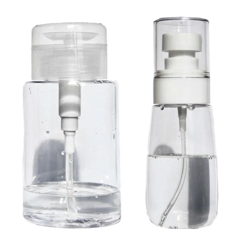 

2PCS Spray Bottle60ml+Pumping Dispenser Bottle 100ML Liquid Containers Alcohols Liquid Bottle