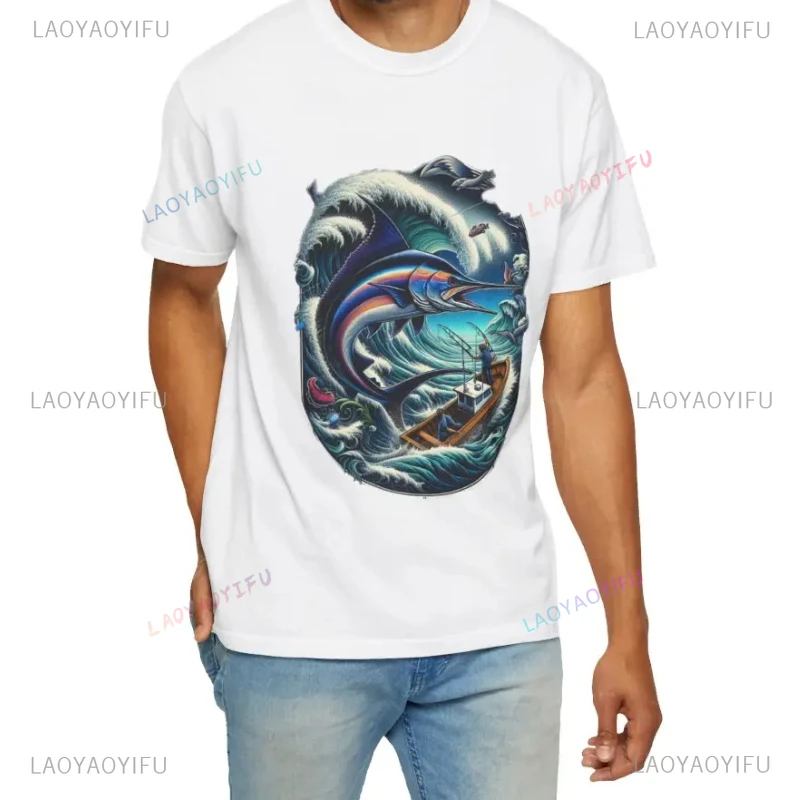 Футболка Laoyaoyifu с принтом Марлин прыжки
