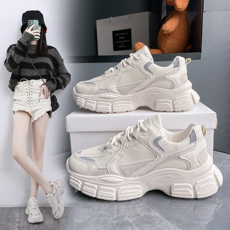 

2021 Black Platform Sneakers Women Shoes Thick Bottom White Sneakers For Women Breathable 2021 New Spring Women Shoes