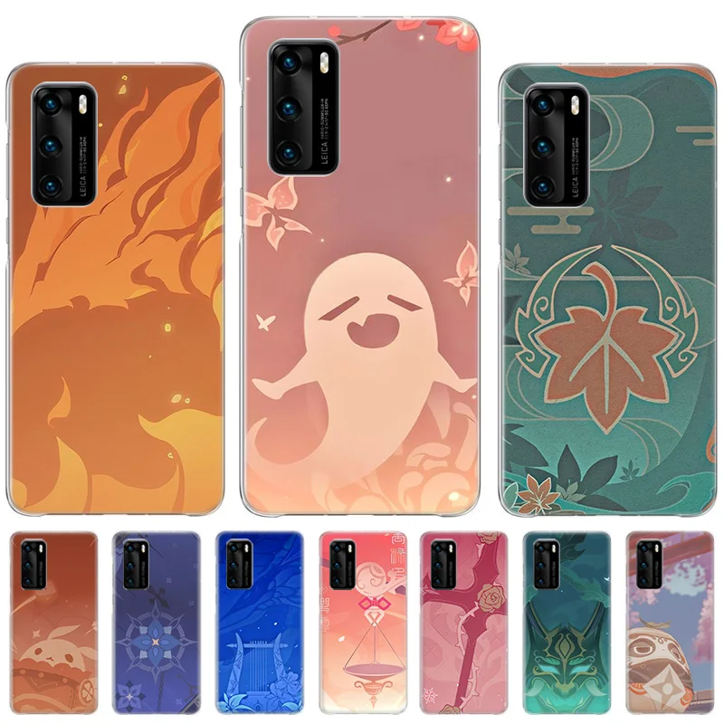 

Genshin Impact Icon Case For Huawei P50 P40 P30 P20 P10 lite Printing Pattern Cover For Huawei Mate 20 10 Pro Anti-fall Coque