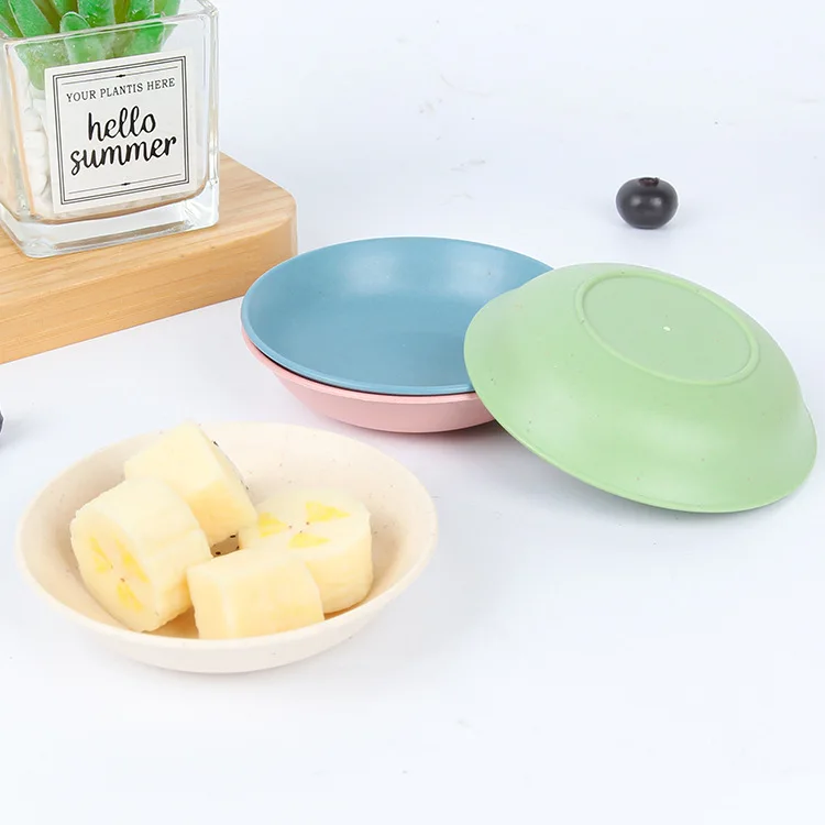

Minimalist Wheat Straw Round Plate Set - Pure Color, Versatile for Meals, Fruits, Snacks